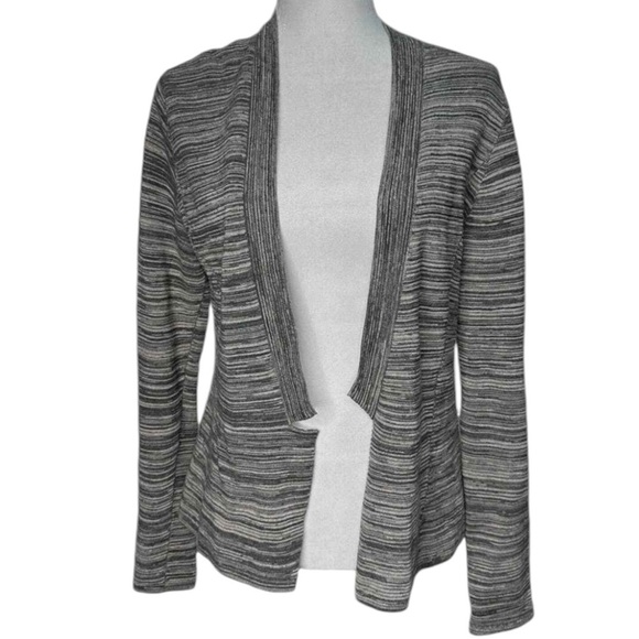 EILEEN FISHER Marled Space Dye Notch Collar Open Front Cardigan Size XS/TP - Picture 2 of 6